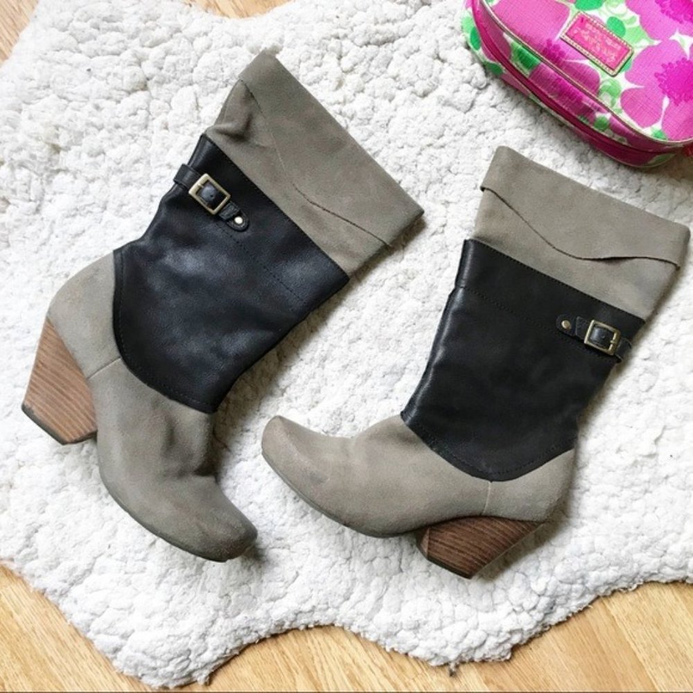 OTBT: Black/Tan Leather Buckle 'Roswell' Boot Sz 8